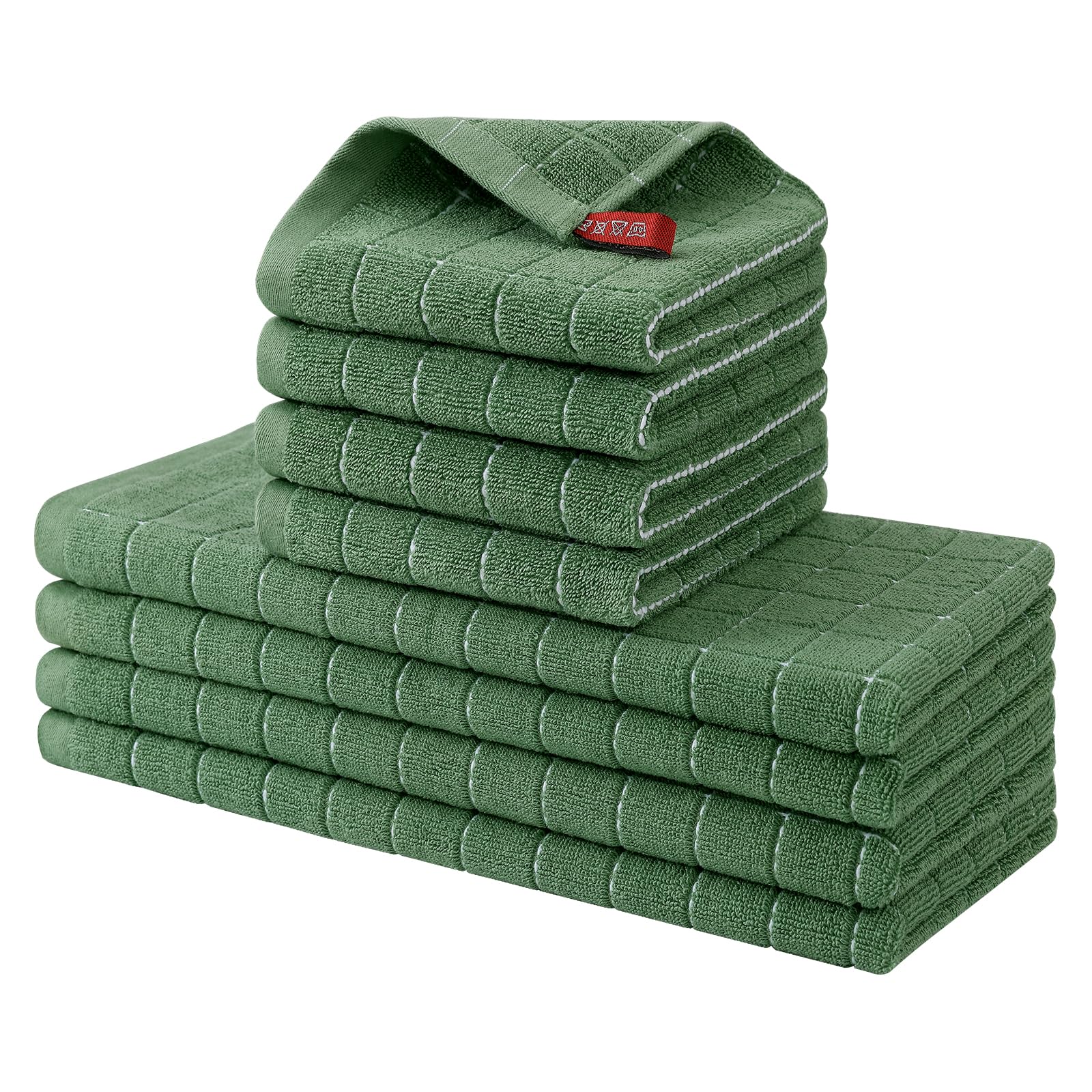 Toallas Homaxy en cuadros verde hierba, absorbentes para uso diario.