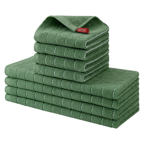 Toallas Homaxy en cuadros verde hierba, absorbentes para uso diario.