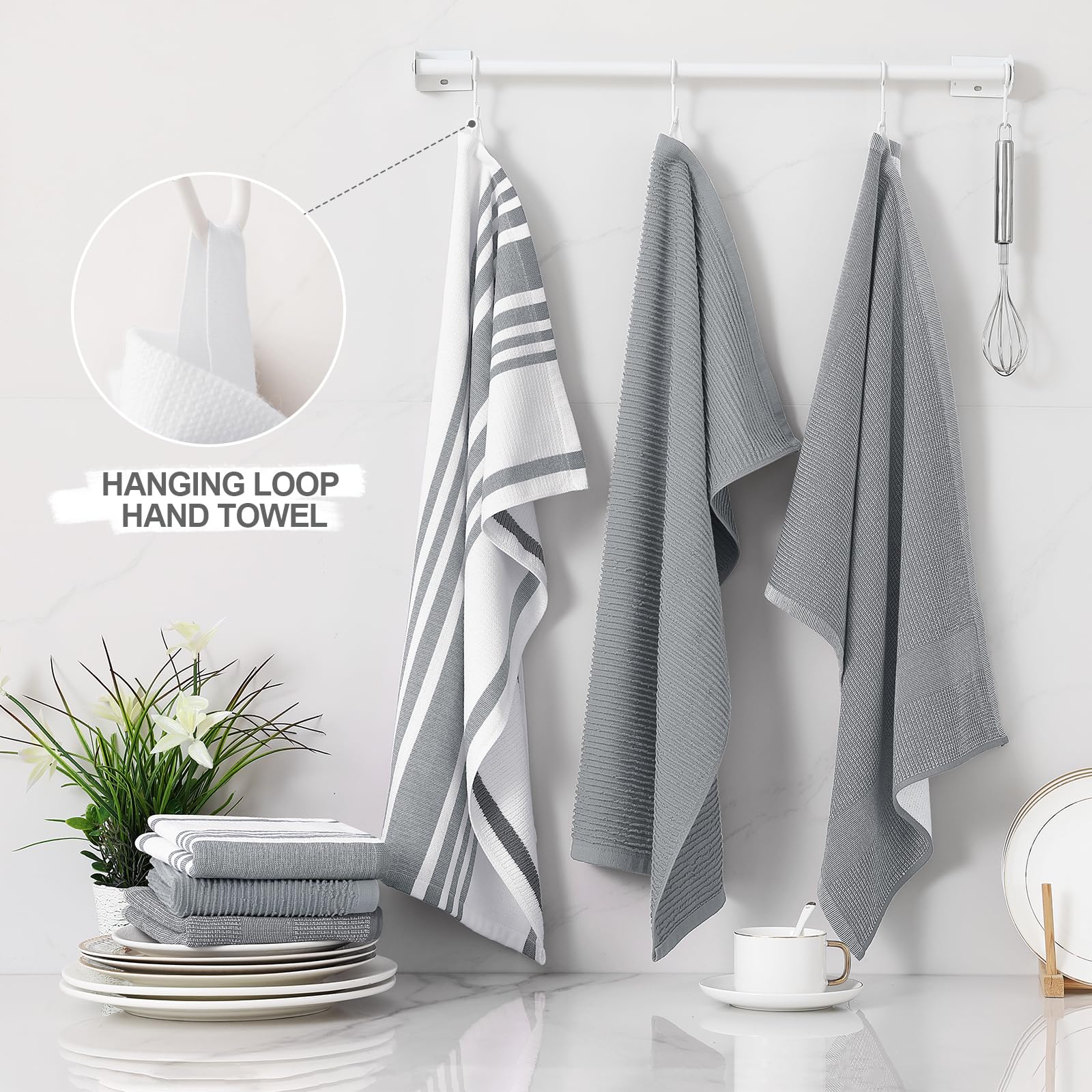 Toallas Homaxy con diseño de rizo y rayas para mayor absorción y estilo.