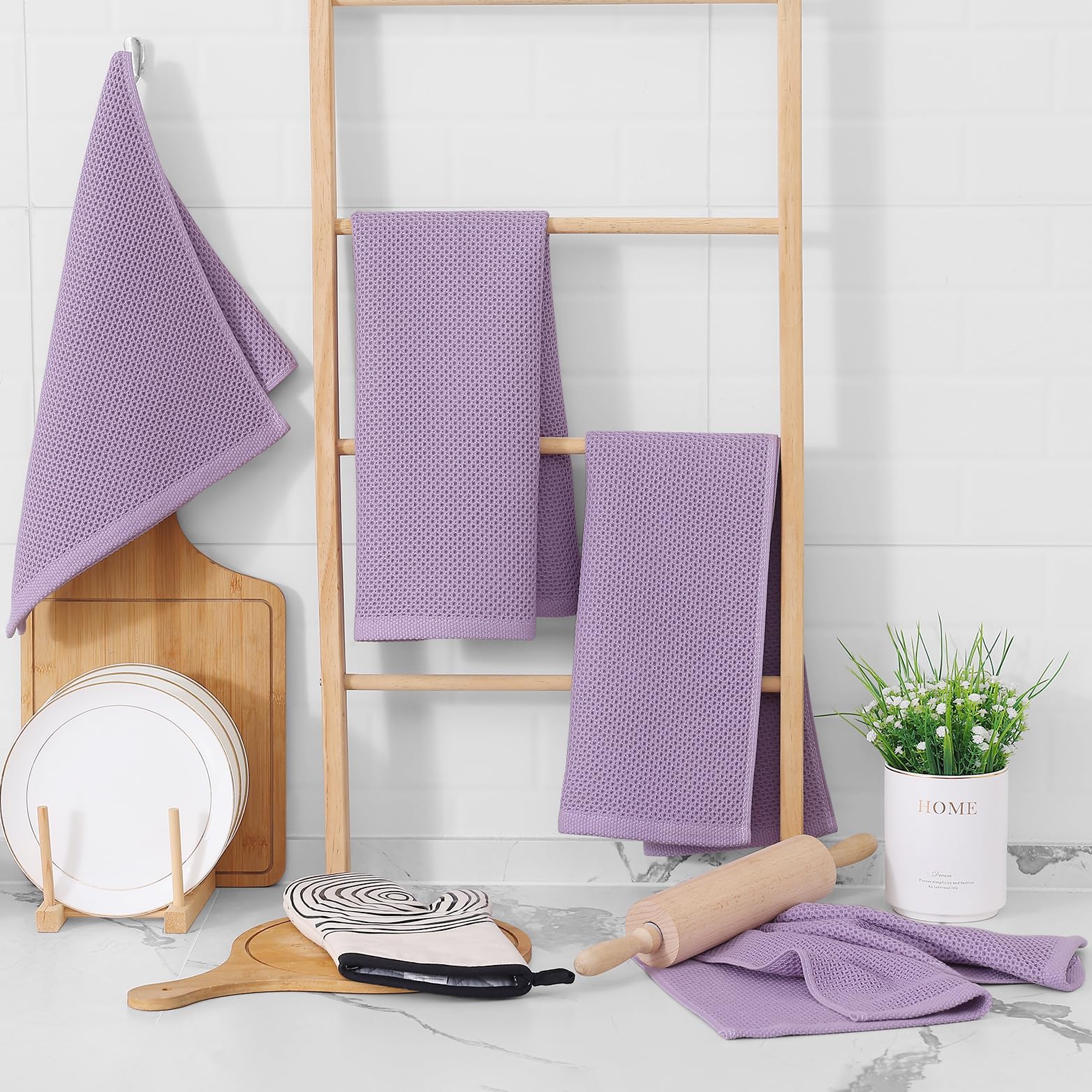 Juego de 4 toallas Homaxy para cocina, color lavanda