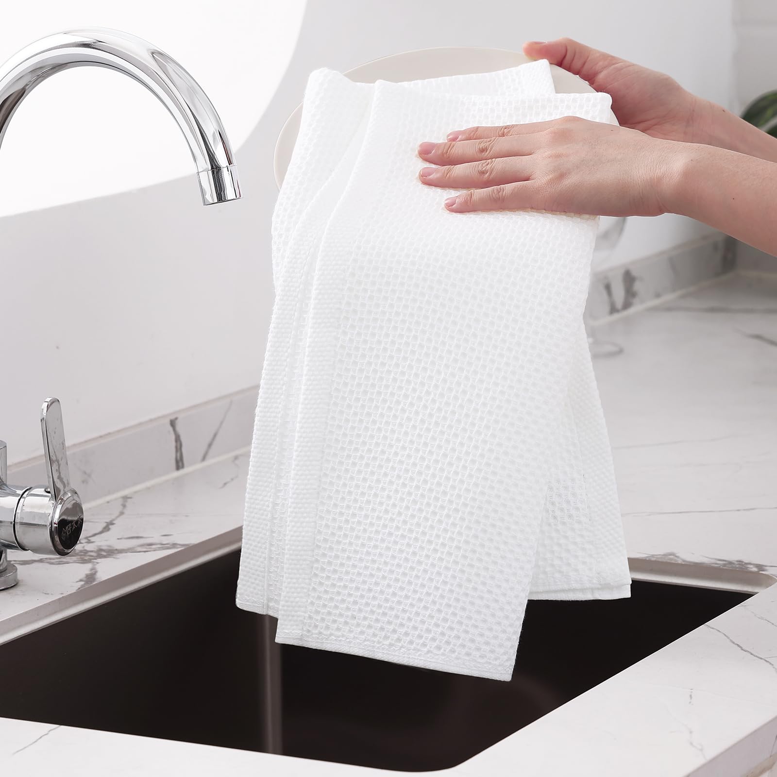 Toallas Homaxy en blanco para limpieza suave de utensilios y superficies.