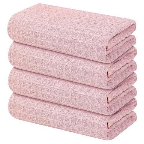 Homaxy toallas microfibra waffle rosa 16x28, alta absorción para secado rápido