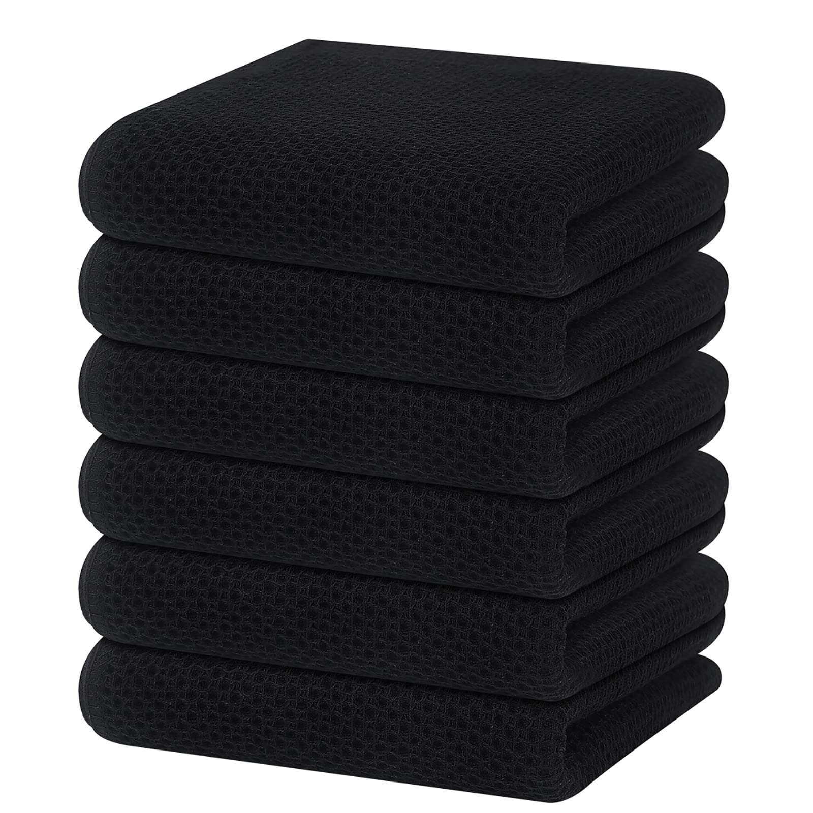 Toallas Homaxy con tejido panal negro, suaves y duraderas para utensilios delicados.