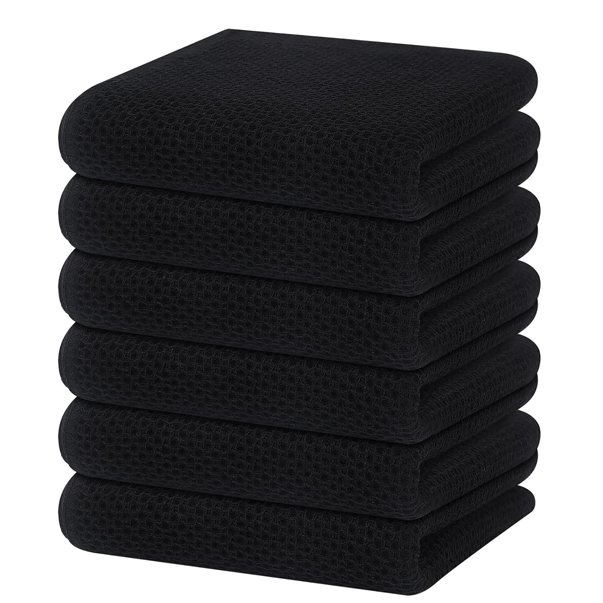 Toallas Homaxy con tejido panal negro, suaves y duraderas para utensilios delicados.