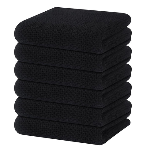 Toallas Homaxy con tejido panal negro, suaves y duraderas para utensilios delicados.