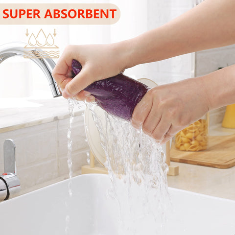 Toallas Homaxy suaves que mejoran con cada lavado en morado.