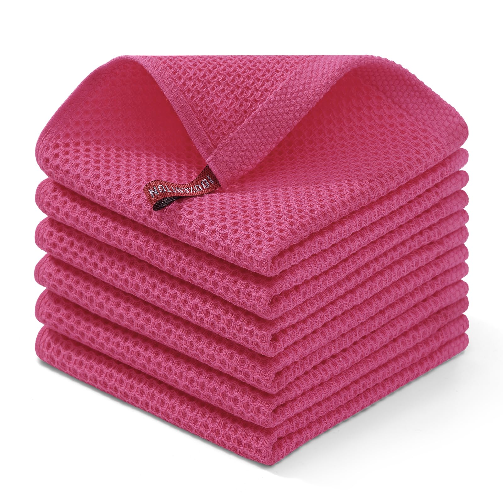 Homaxy toallas de cocina con tejido gofrado, algodón rosa, suaves y absorbentes.