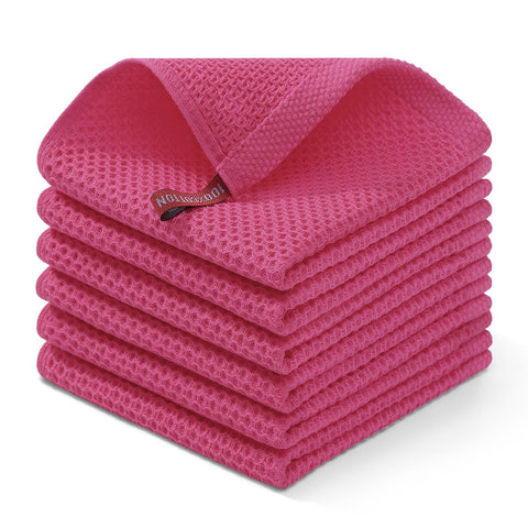 Homaxy toallas de cocina con tejido gofrado, algodón rosa, suaves y absorbentes.