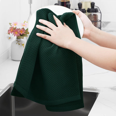 Toallas Homaxy en pack de seis, color negro-verdoso para la cocina.