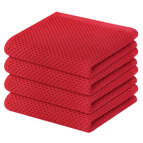 Toallas Homaxy de cocina, tejido panal hexagonal rojo, absorbentes para secar platos.
