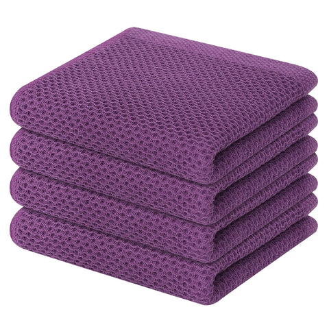 Toallas Homaxy morado con tejido waffle de algodón para secado suave.