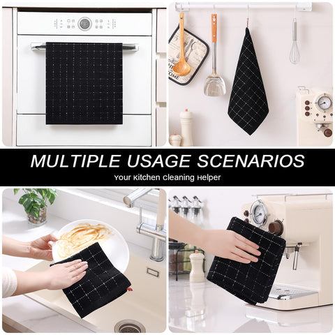 Homaxy toallas de cocina terry absorbentes negro, ligeras y rápidas al secar