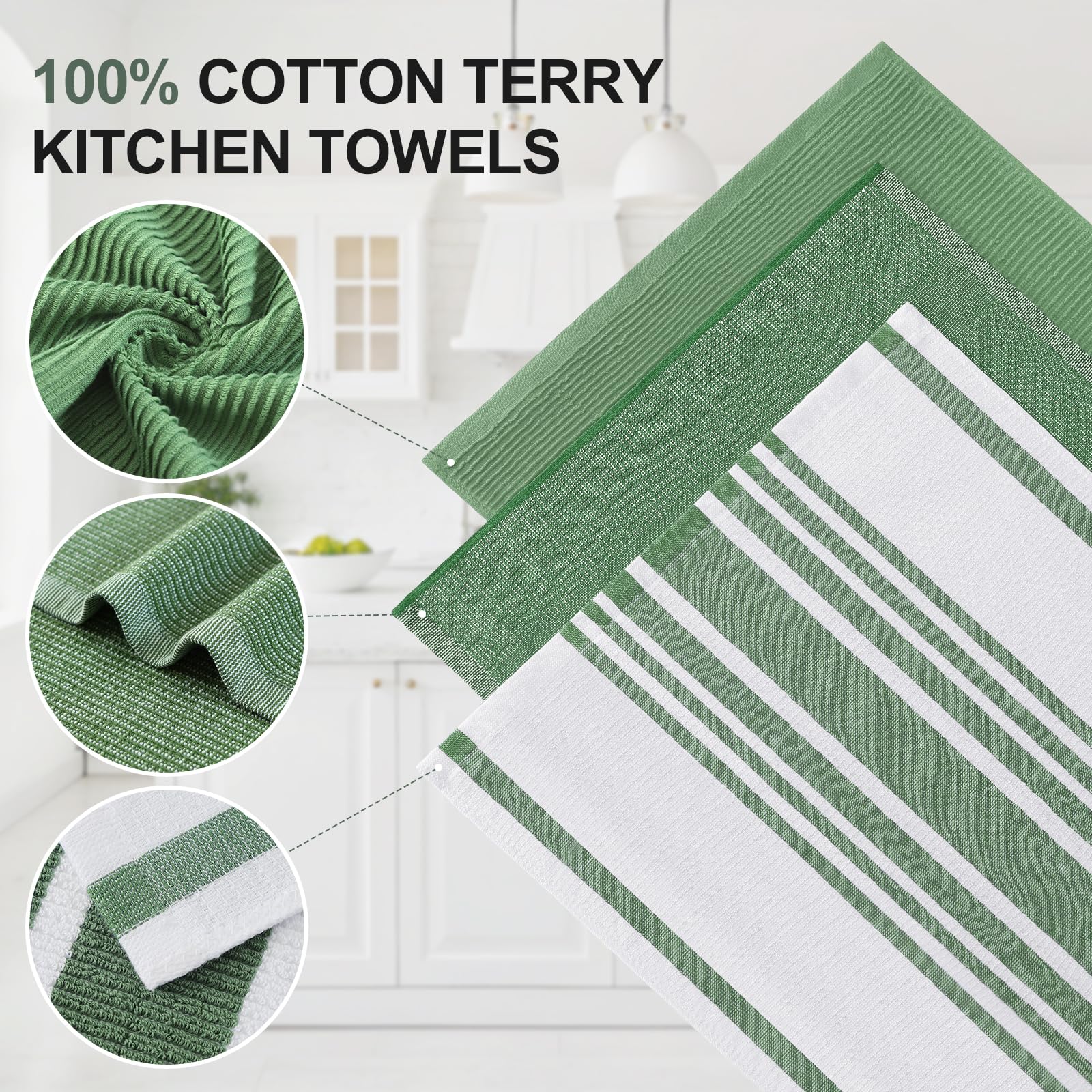 Detalle de textura terry suave de Homaxy en verde
