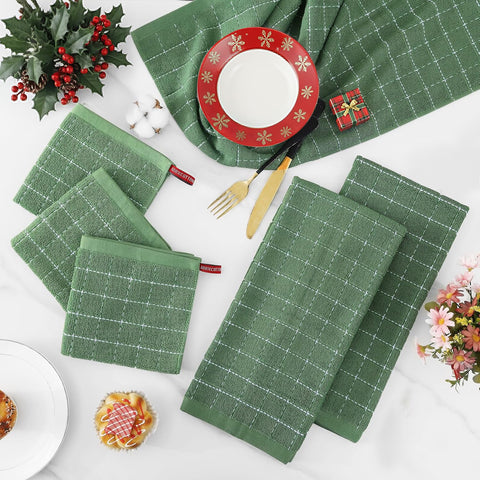 Toallas Homaxy verde hierba de 12x28 cm, tamaño práctico para secar utensilios.