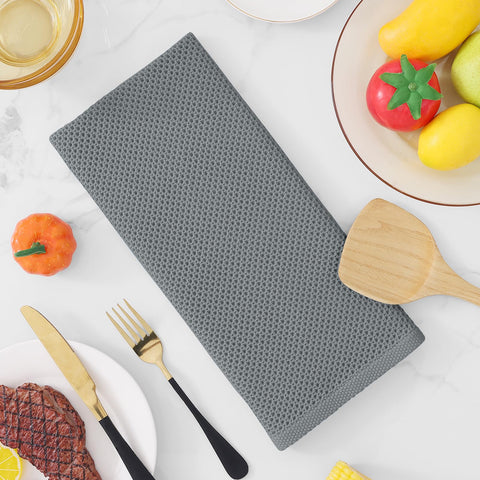 Homaxy toallas cocina waffle gris, lavado fácil y mantenimiento sencillo.