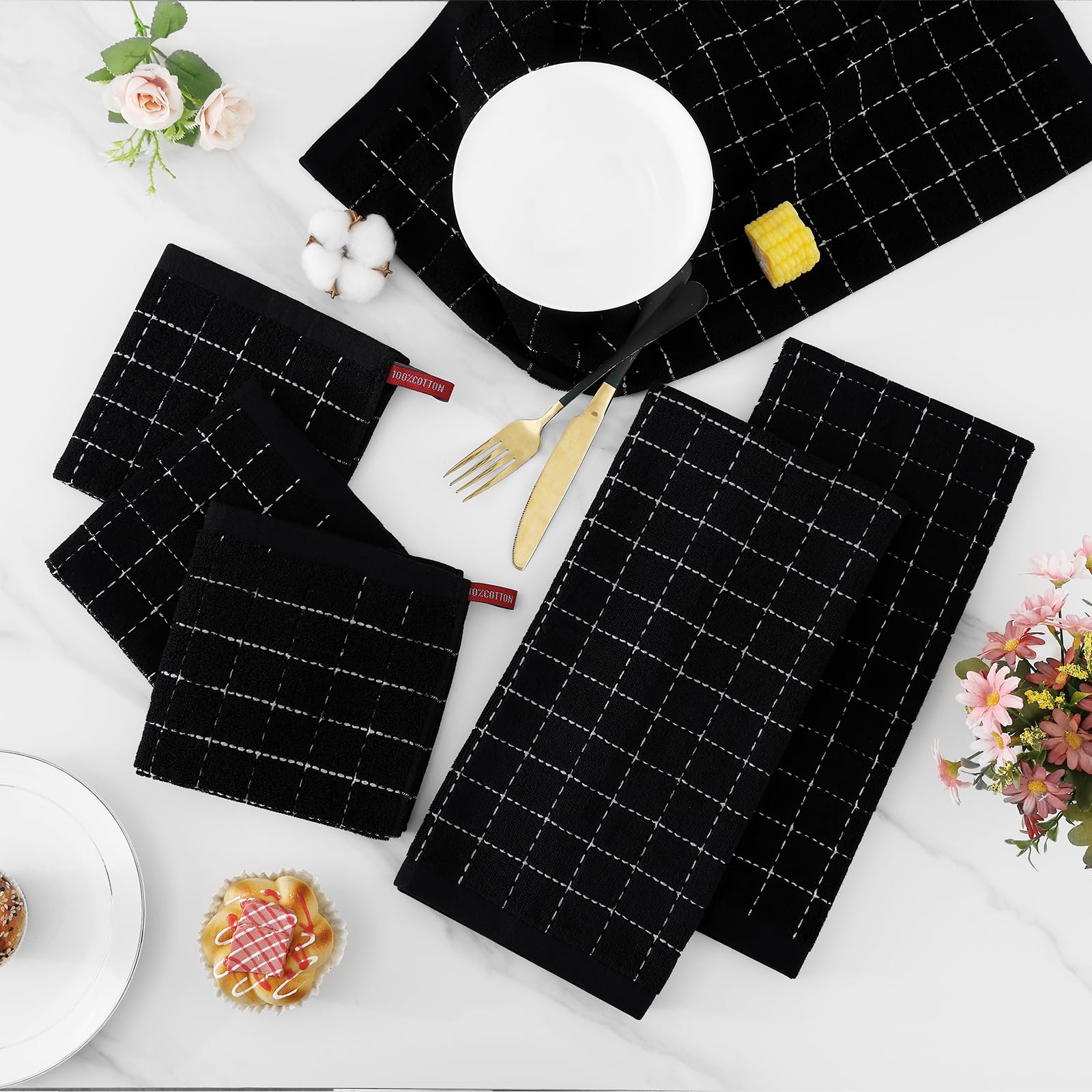 Homaxy trapos de cocina a cuadros 12x12, ideales para derrames