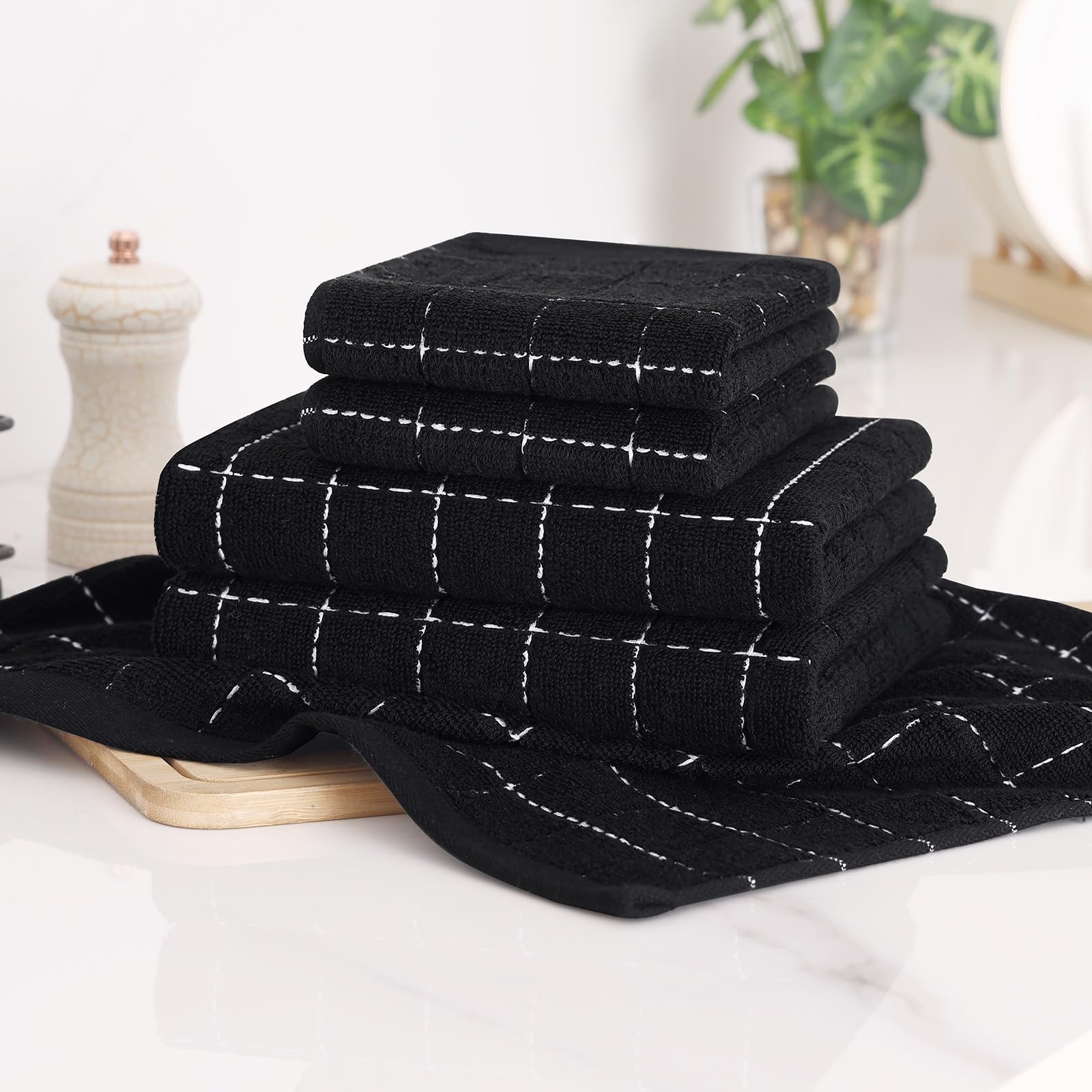 Homaxy trapos de cocina terry absorbentes negro para derrames