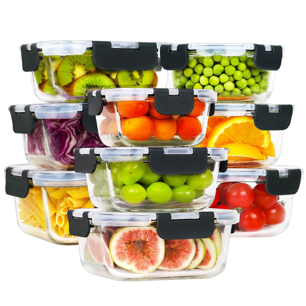 Contenedores HOMBERKING rectangulares de 370 ml, ideales para porciones diarias.