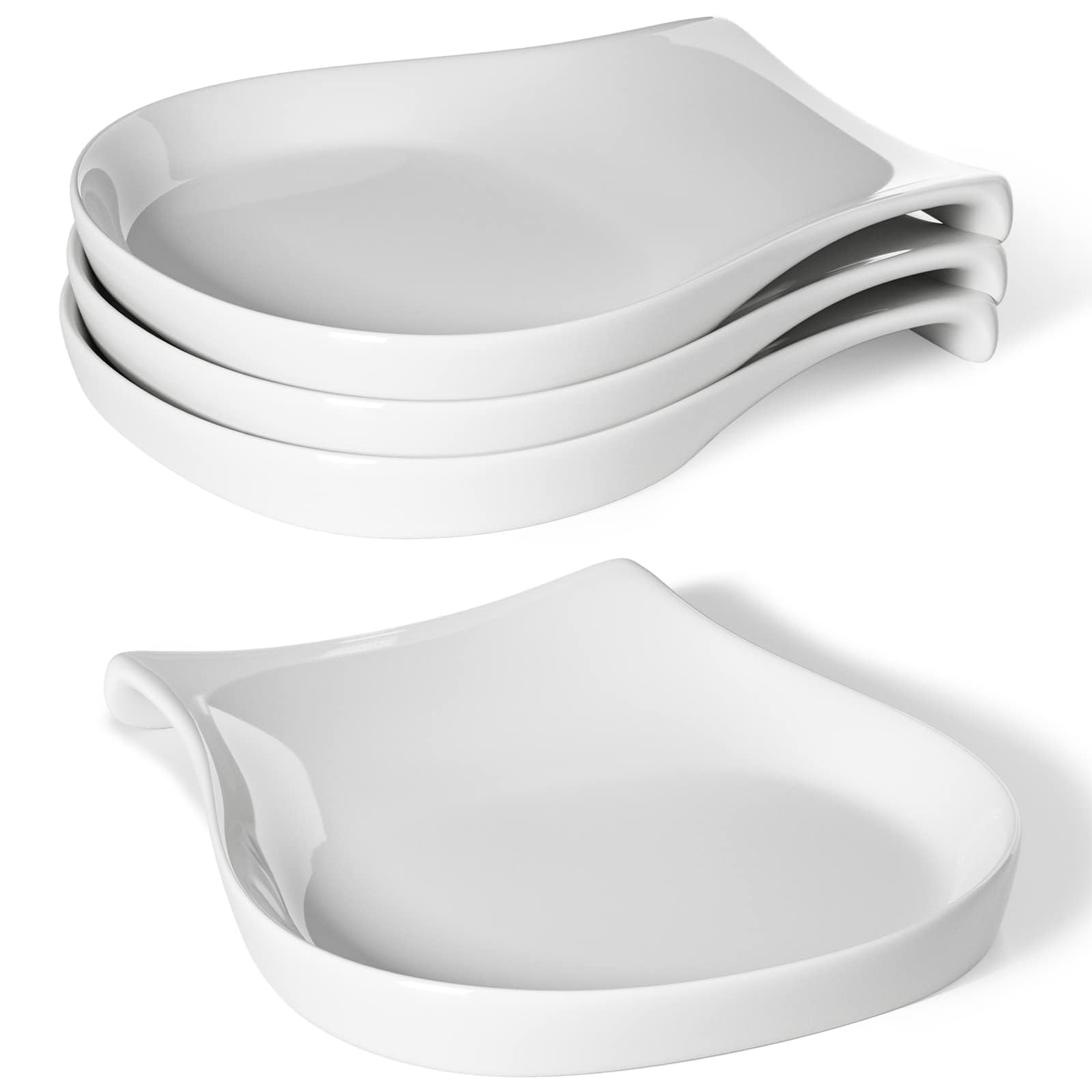Reposacucharas de porcelana HOMBENE blancas, compacto y limpio para encimera.