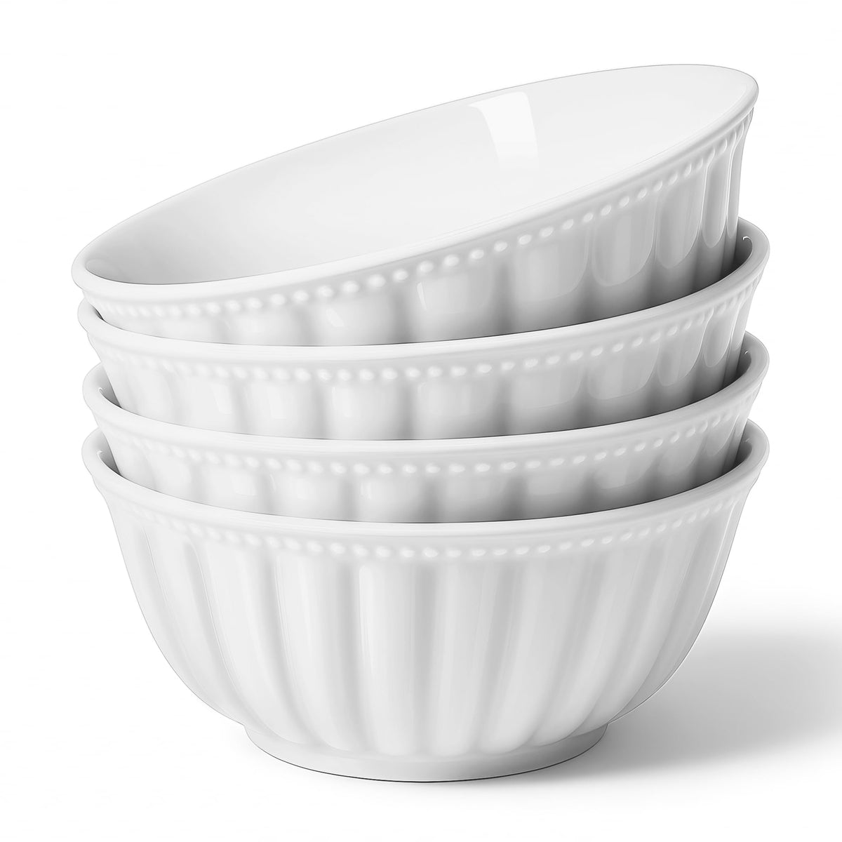 HOMBENE tazon ceramico para sopa con borde ondulado, ideal para porciones de 6.4 pulgadas.