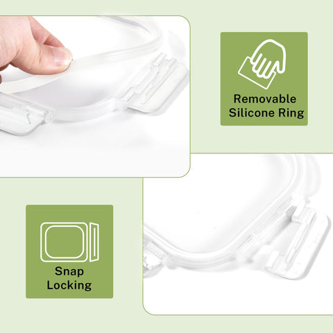 HOMBERKING contenedor cuadrado de vidrio 800 ml para comidas preparadas y porciones grandes.