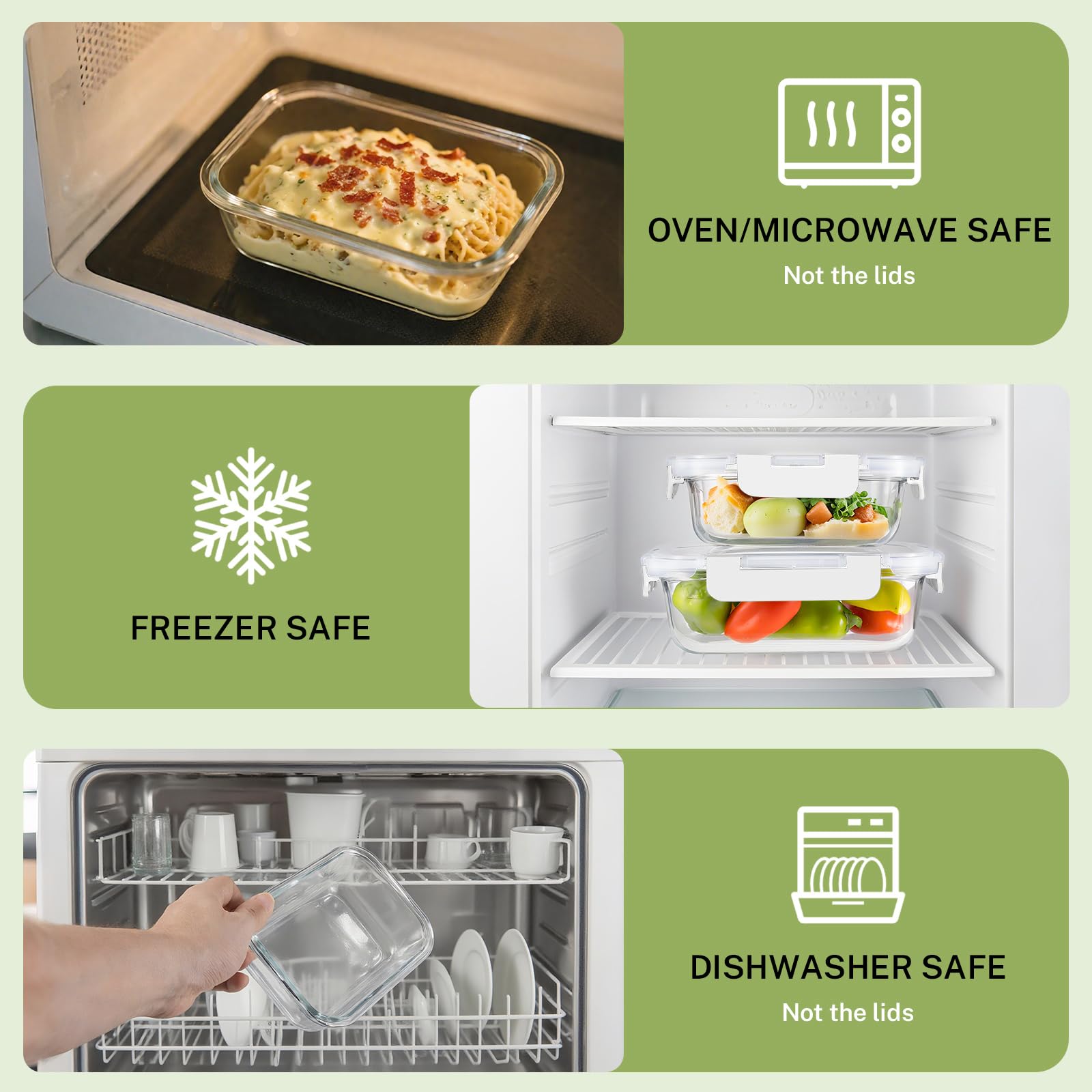 HOMBERKING contenedor rectangular de vidrio 1040 ml para porciones grandes y sobras.