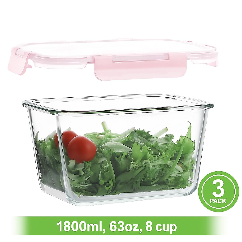 HOMBERKING contenedor de vidrio 1800 ml apto para horno y microondas.