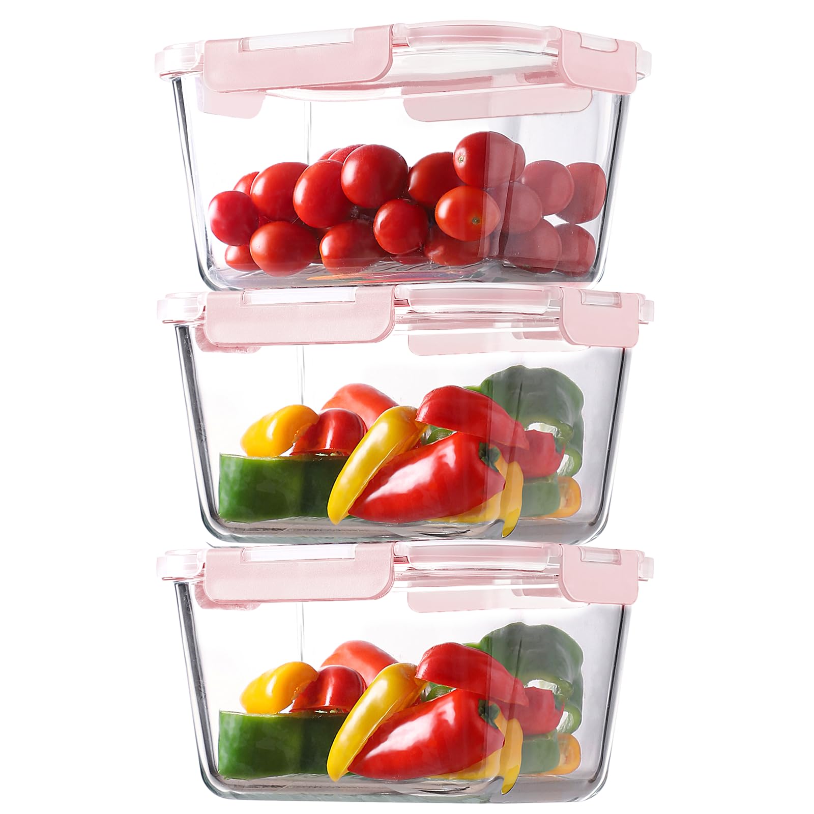 HOMBERKING contenedores de vidrio 1800 ml en mostrador, ideal para preparar porciones.