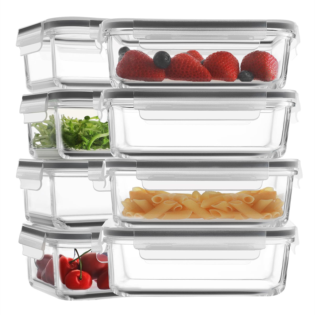 Conjunto HOMBERKING de 8 contenedores de vidrio borosilicato de 880 ml para porciones.