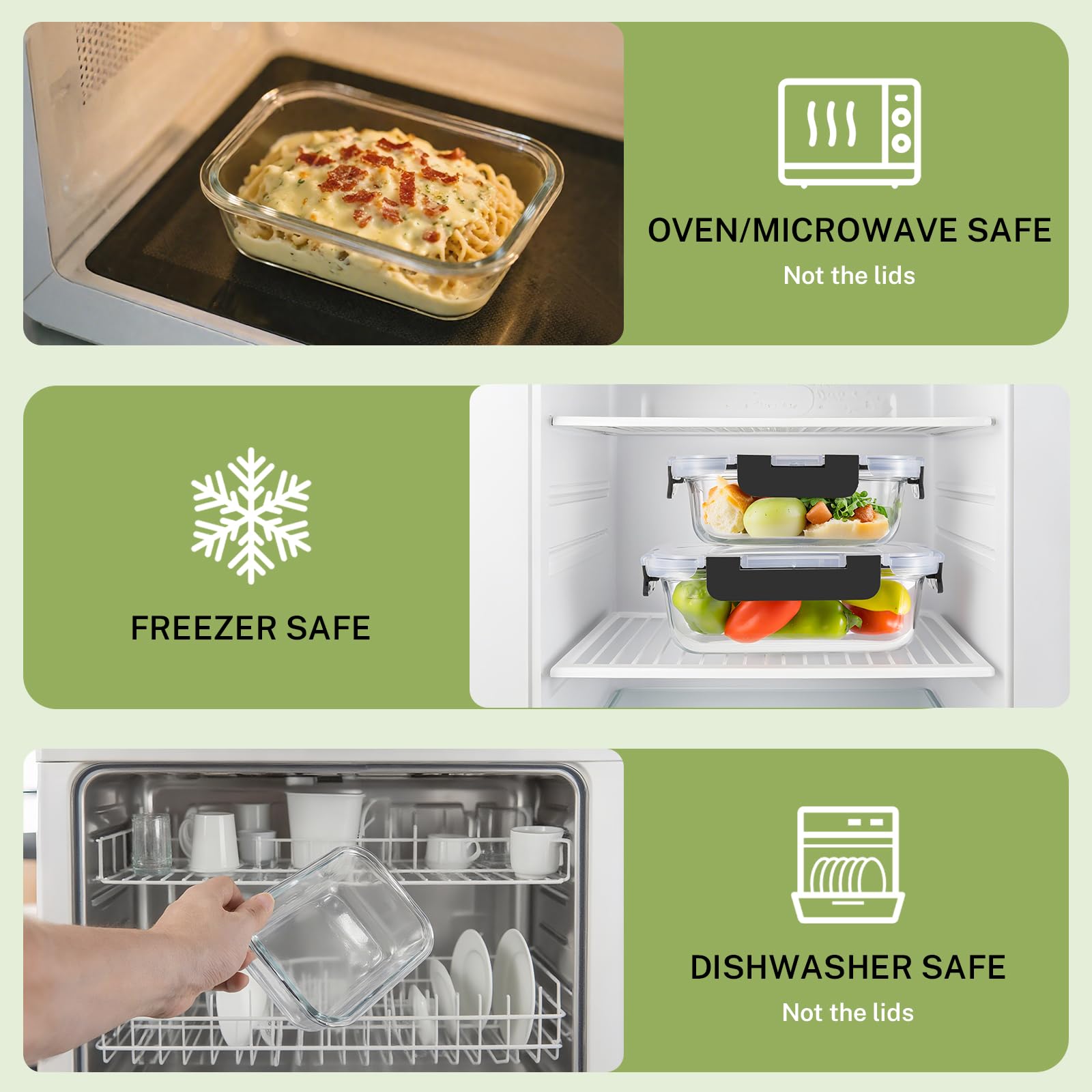 HOMBERKING contenedor de vidrio rectangular 1040 ml para porciones grandes