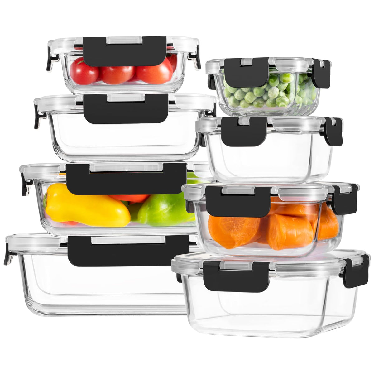 HOMBERKING contenedor de vidrio rectangular 200 ml para porciones controladas y frescura