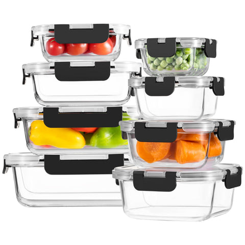 HOMBERKING contenedor de vidrio rectangular 200 ml para porciones controladas y frescura