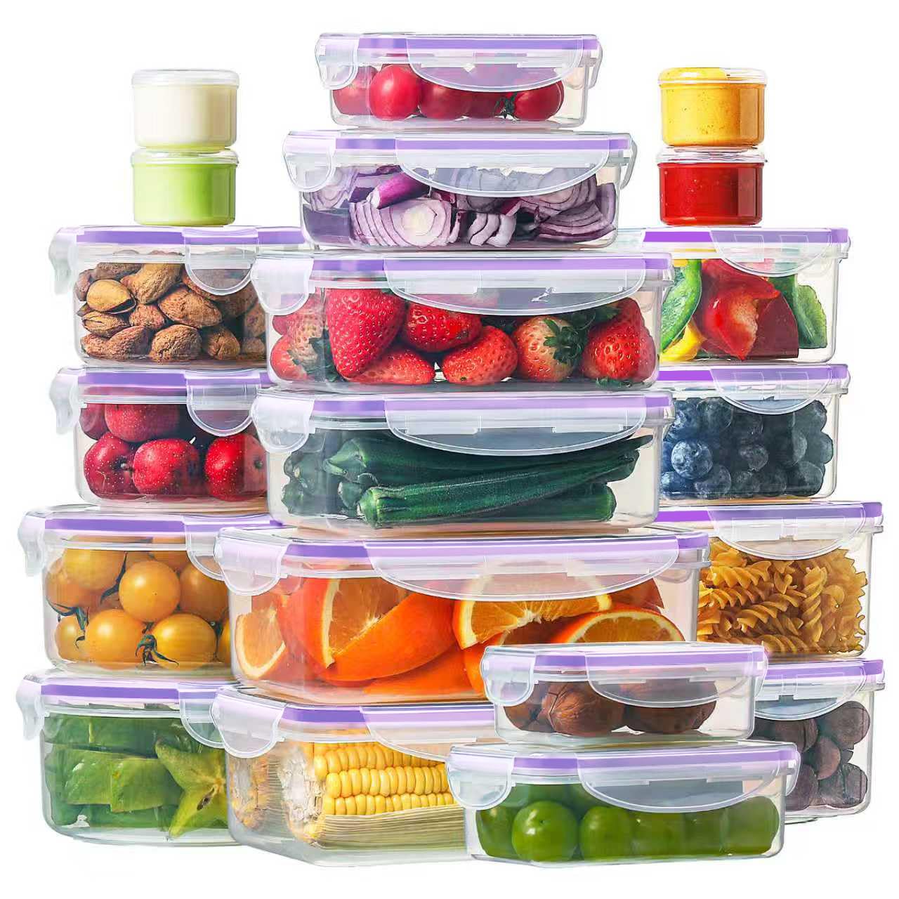 Conjunto HOMBERKING de 40 piezas para almacenar y organizar comidas con tapas seguras.