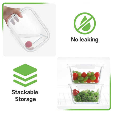 HOMBERKING contenedor vidrio borosilicato transparente, fácil ver el contenido