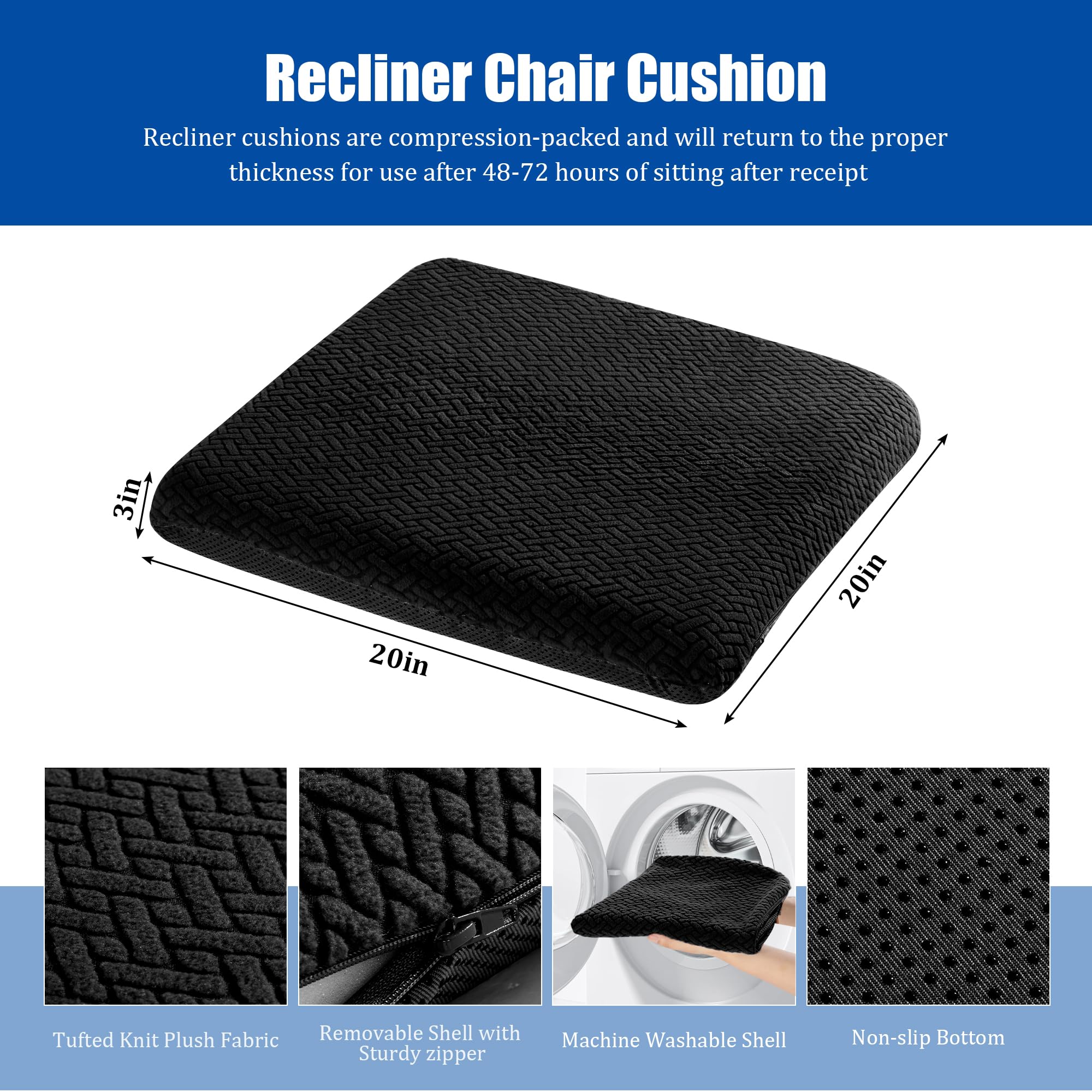 Cojín de asiento reclinable HOMBYS con tacto felpado, añade calidez y comodidad durante horas.