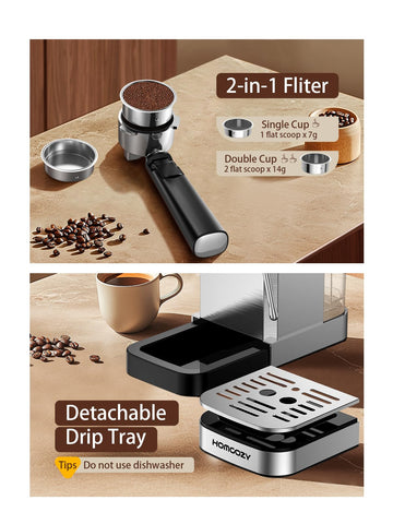 Crema rica de HomCozy en espresso para sabor intenso