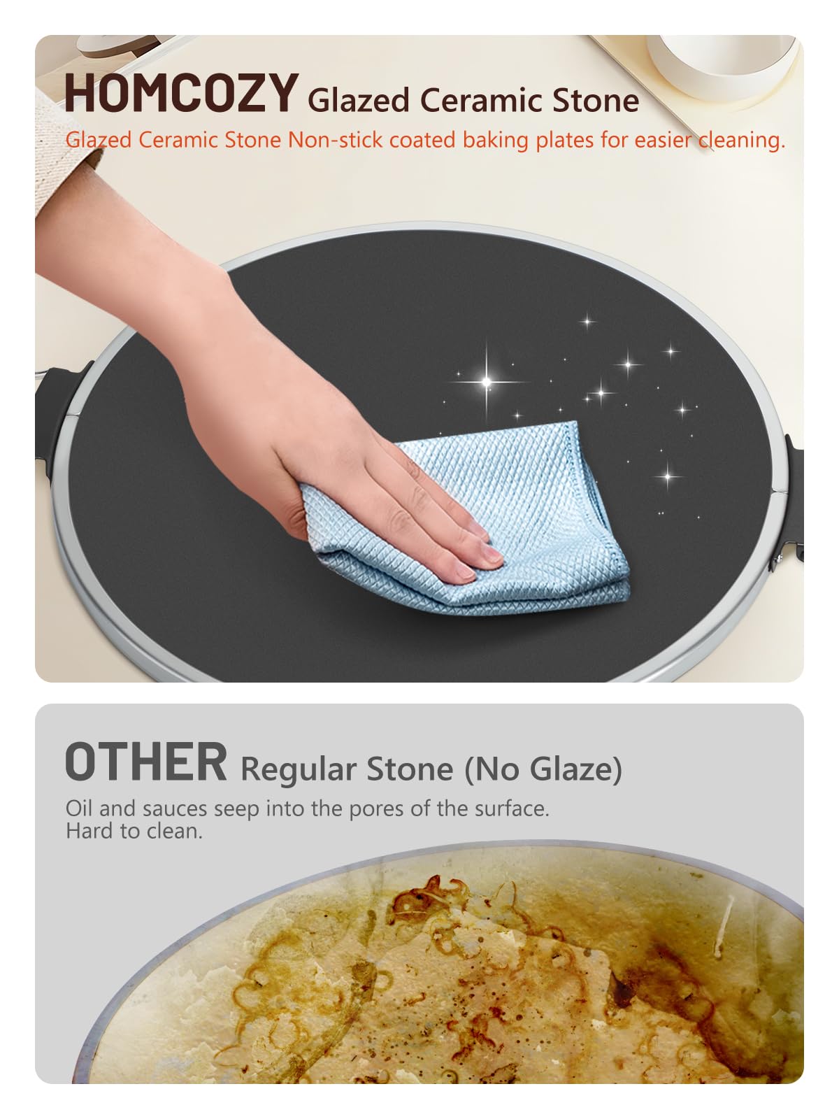 HomCozy Horno Pizza Eléctrico: controles de temperatura y temporizador para cocción a tu ritmo