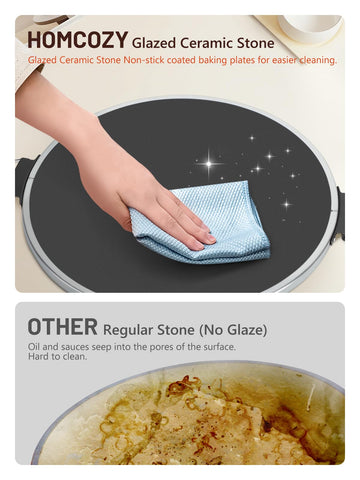 HomCozy Horno Pizza Eléctrico: controles de temperatura y temporizador para cocción a tu ritmo