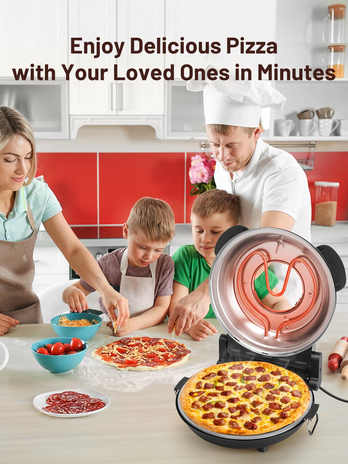 HomCozy Horno Pizza Eléctrico: limpieza fácil gracias a la placa de cerámica esmaltada