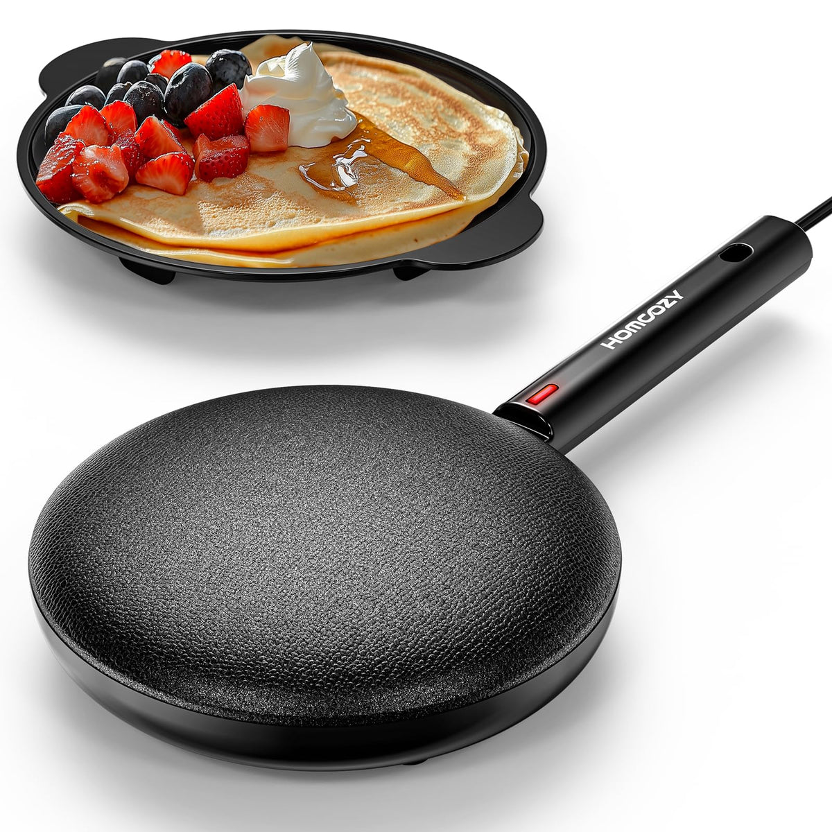 HomCozy máquina para crepes con recubrimiento antiadherente facilita la limpieza.