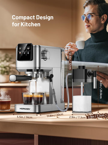 HomCozy máquina espresso 20 bar ideal para uso en casa y oficina.