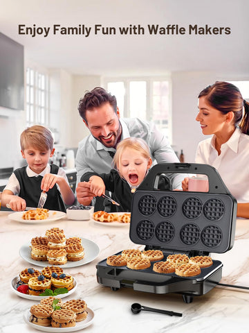 Gofrera HomCozy portátil, perfecta para viajes y estaciones de desayuno.