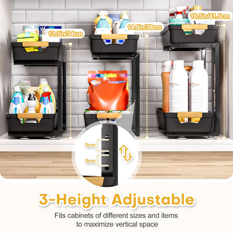 Alturas ajustables de Homde para botellas grandes y utensilios.