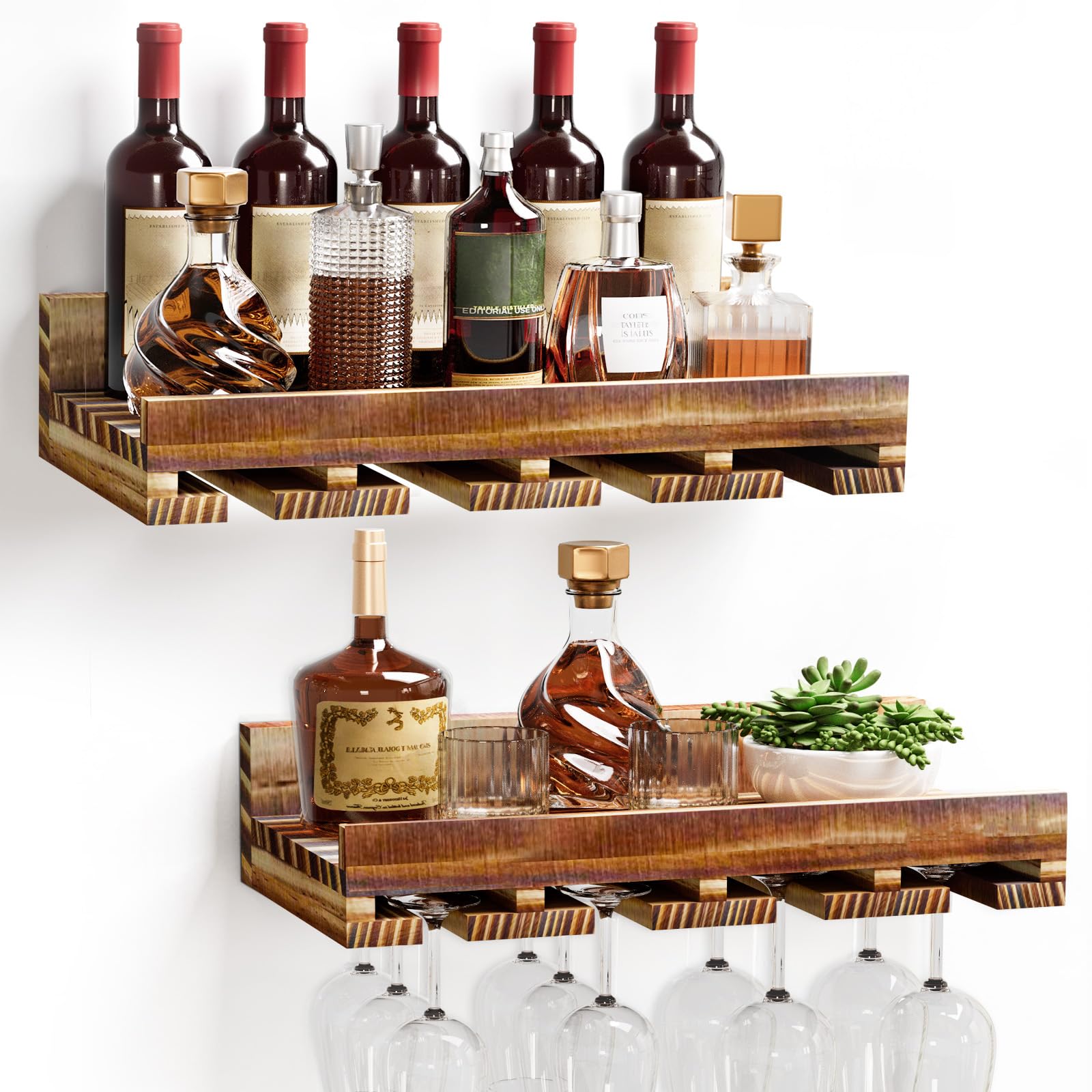 Homde estante vino pared 2-pack, ideal para organizar botellas.