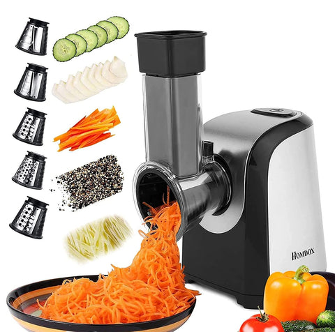 Homdox rallador eléctrico de verduras para cortes rápidos y uniformes.