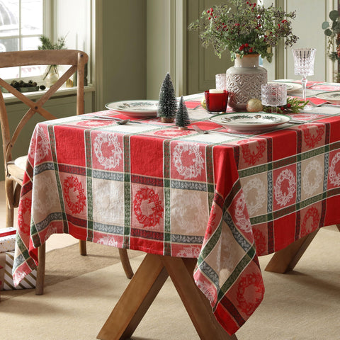 Mantel Home Bargains Plus con corona central para cenas navideñas