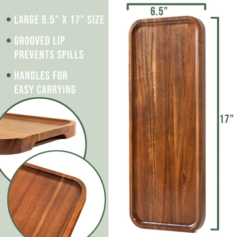 Borde elevado en bandejas de acacia Home Beets para evitar derrames