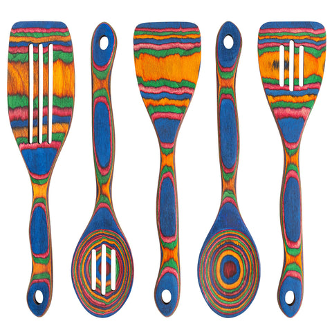 Home Beets: set de utensilios de madera 5 piezas para cocinar y servir sin rayar sartenes