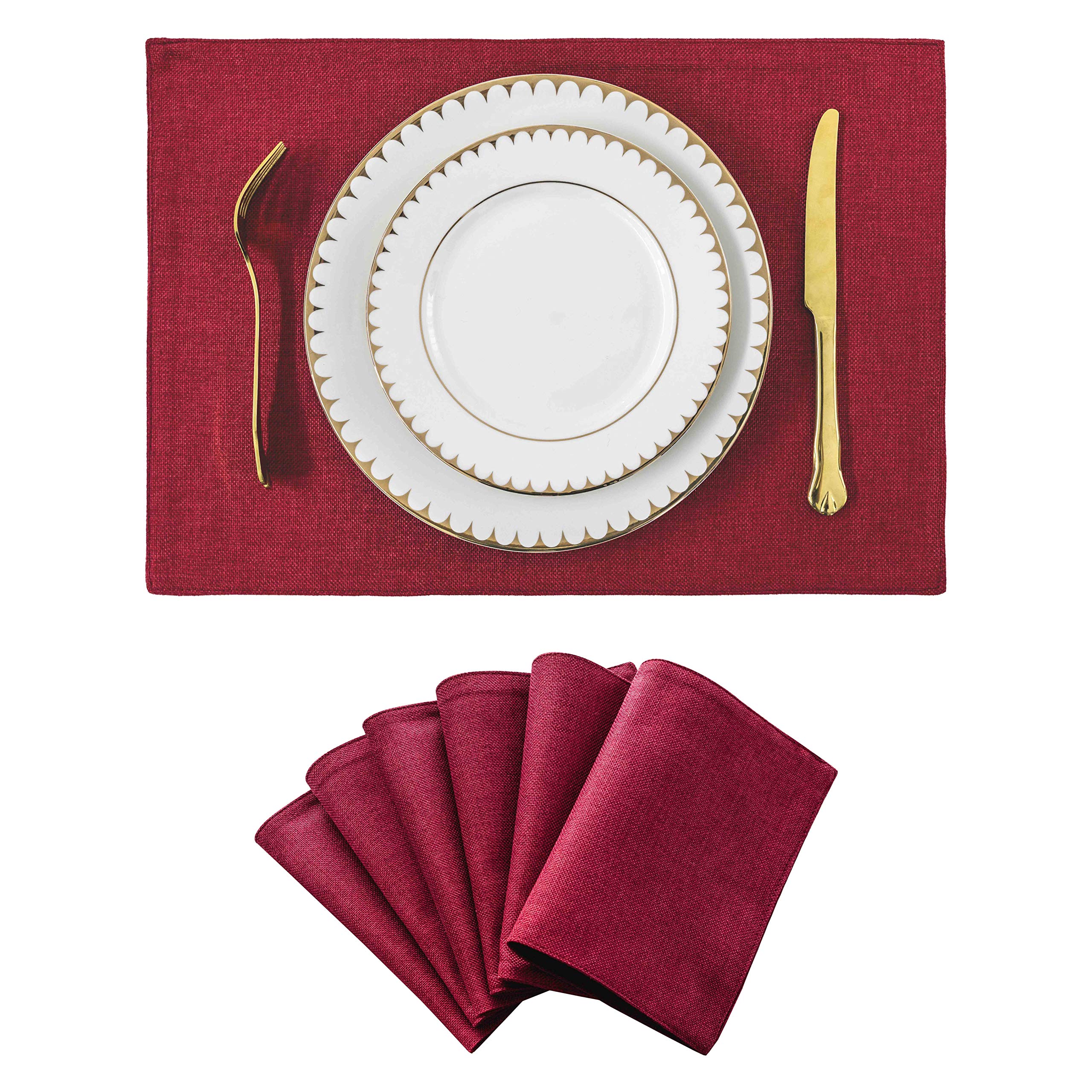 Manteles individuales Home Brilliant en rojo burdeos de 33x48 cm para proteger la mesa.