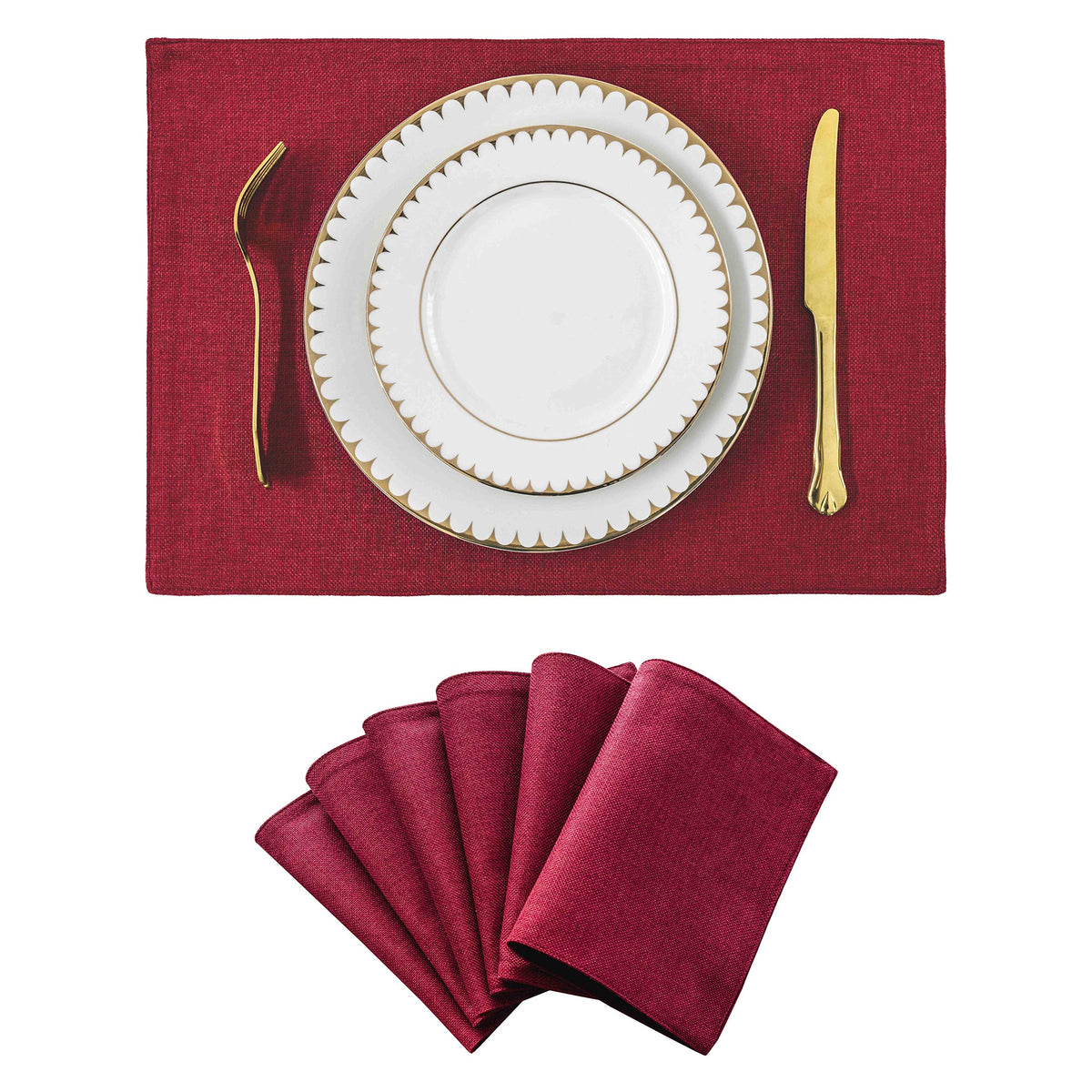 Manteles individuales Home Brilliant en rojo burdeos de 33x48 cm para proteger la mesa.